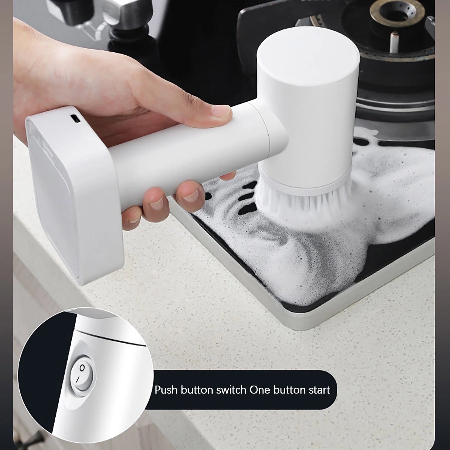 Multifunctional Electric Cleaning Brush with 5 Replaceable Heads, Household Kitchen Bathroom Dish Cleaner, Corded or Battery Operated, Ergonomic Handle for Multi-Surface Cleaning
