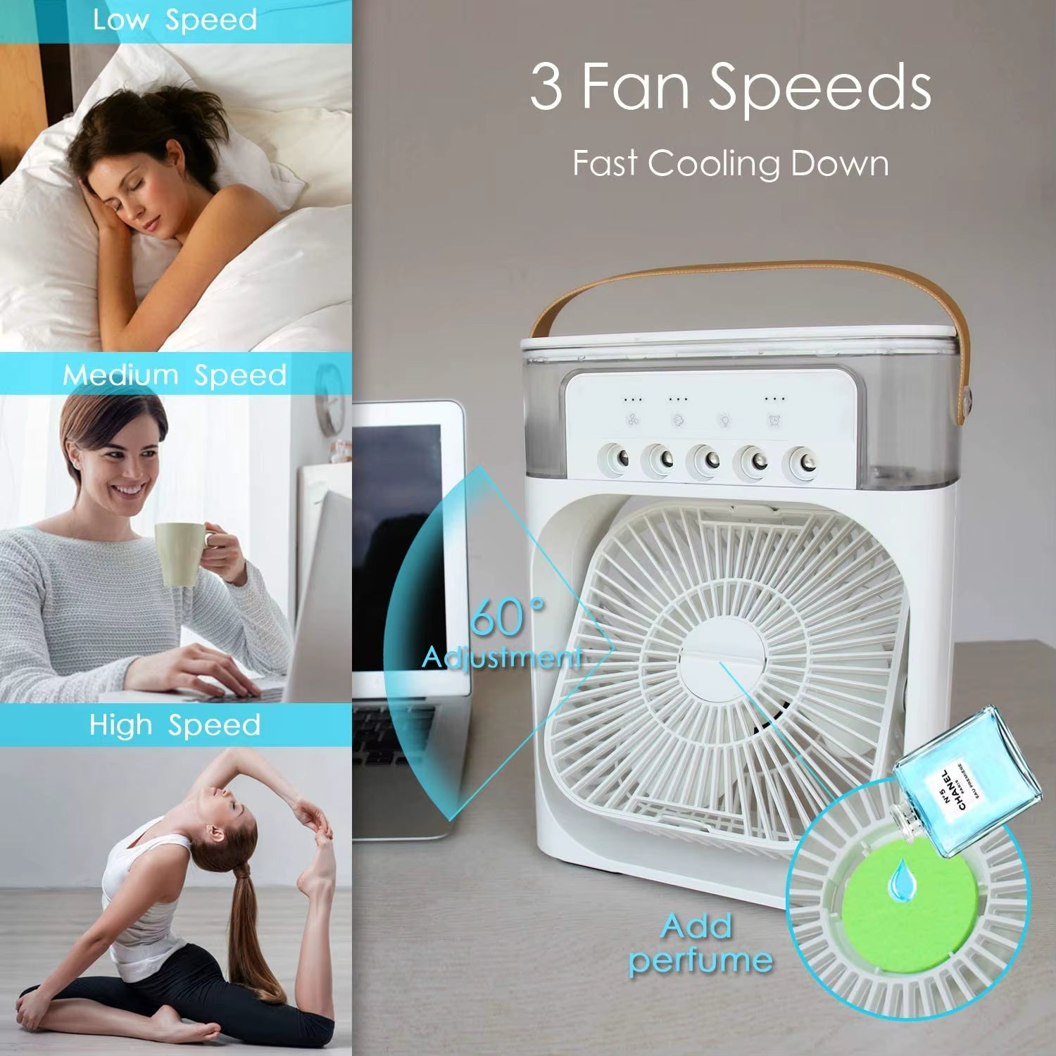 Factory Portable LED DC Air Conditioner Cooler Fan for Garage Durable Plastic Climatiseur Portable Aire Acondicionado Portatil