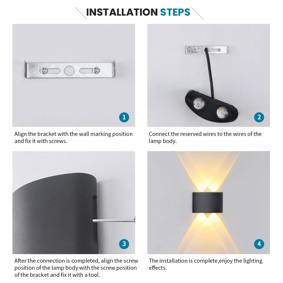 LED Wall Light Outdoor Indoor 2W 4W 6W 8W 10W AC85-265V Up Down White Black Modern Light For Home Garden Bedroom Corridor